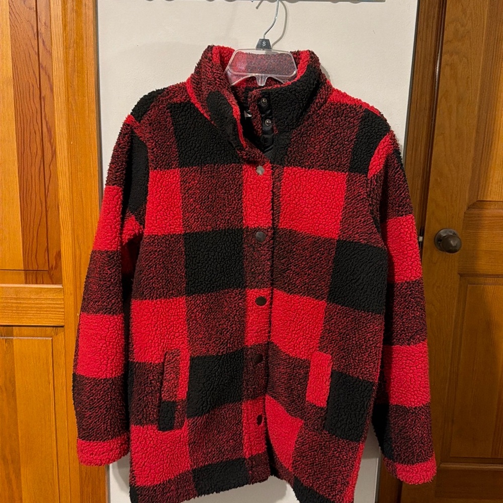 Maurice’s red and black buffalo plaid jacket/coat